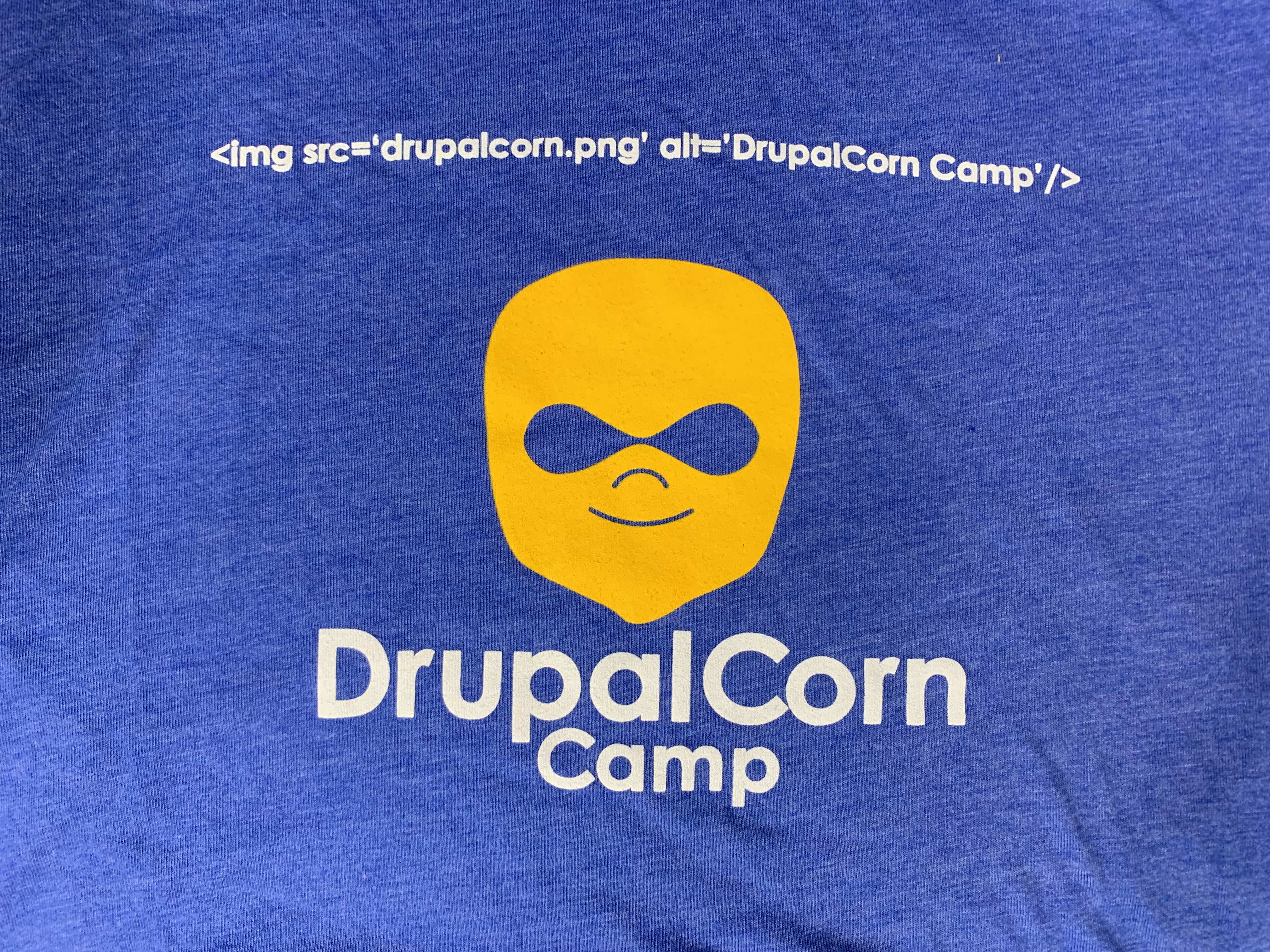 2015 DrupalCorn Shirt - Green with white lines.
